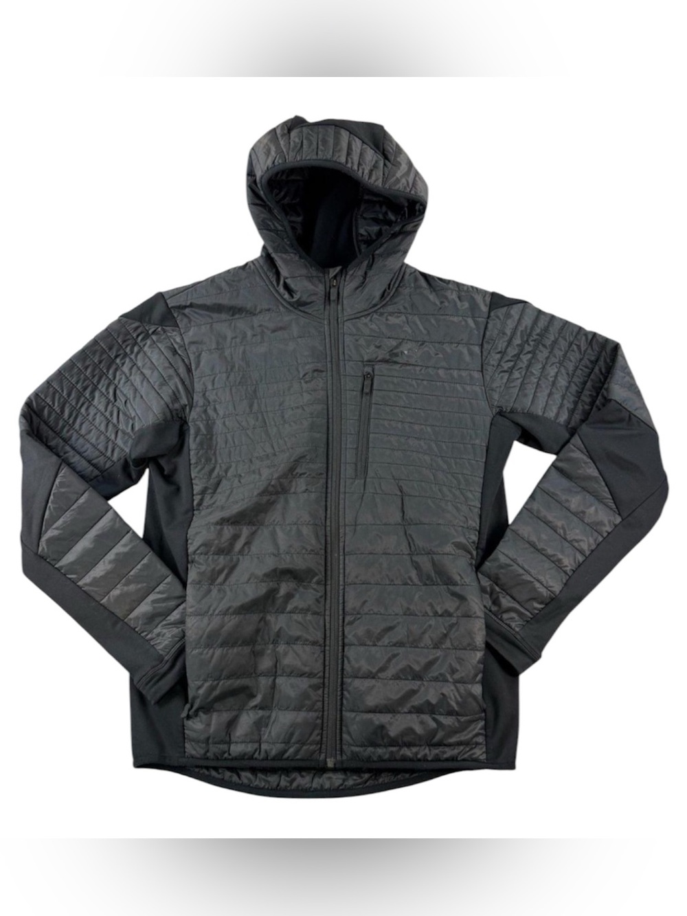 Nike | Men's Black Quilted Therma-Fit Zip Front Hooded Thin Puffer Jacket Sz XXL